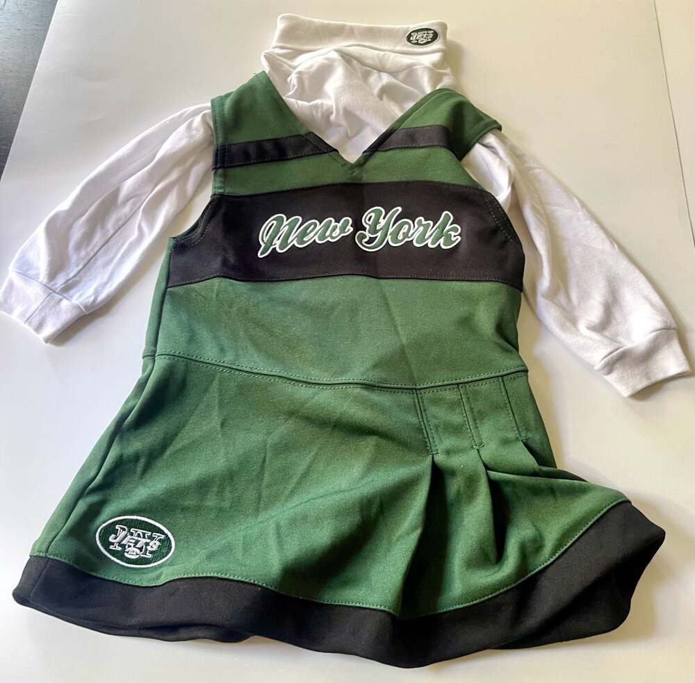 NFL New York Jets Toddler Girl Cheerleader Jumper Dress and Turtleneck 2-Piece S